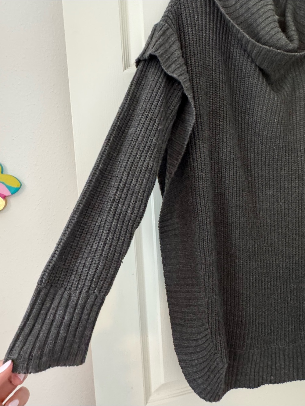 Charcoal Ribbed Cowl Neck Tunic - Picture 2 of 5